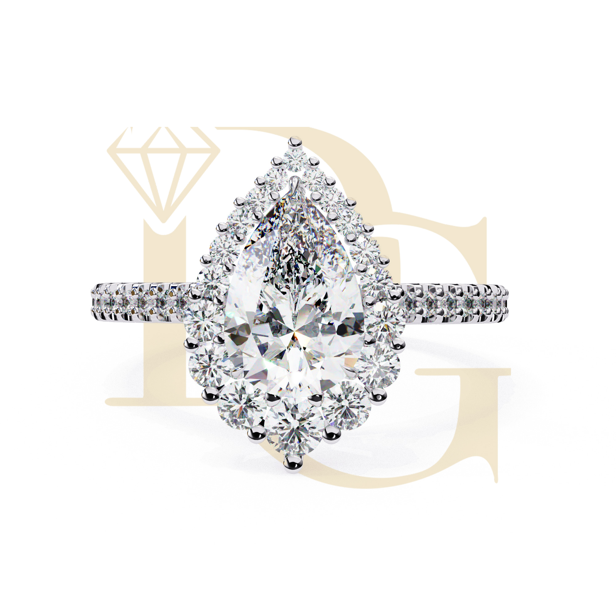1.68 CT Pear Diamond Hidden Halo Ring | LR-146