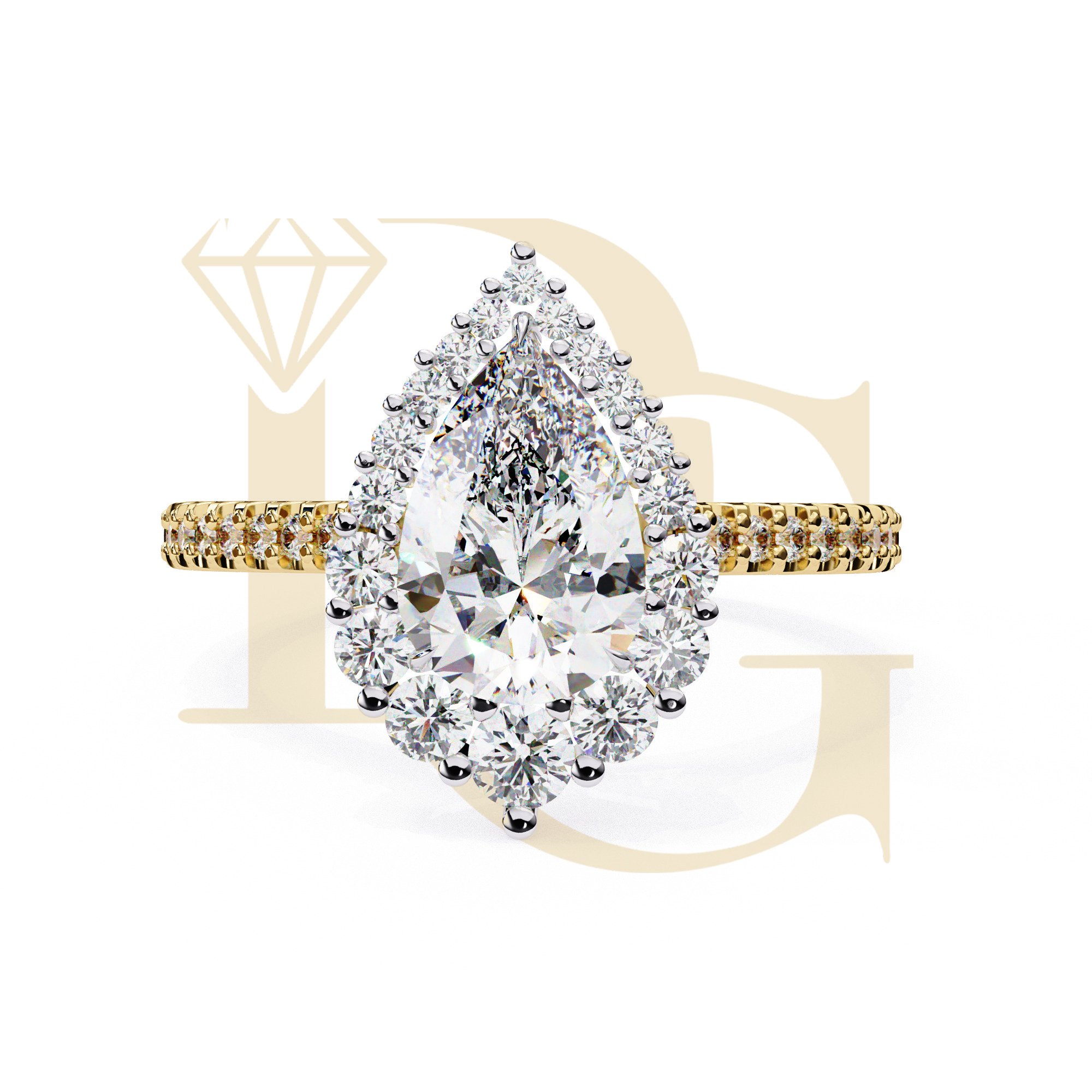 1.68 CT Pear Diamond Hidden Halo Ring | LR-146