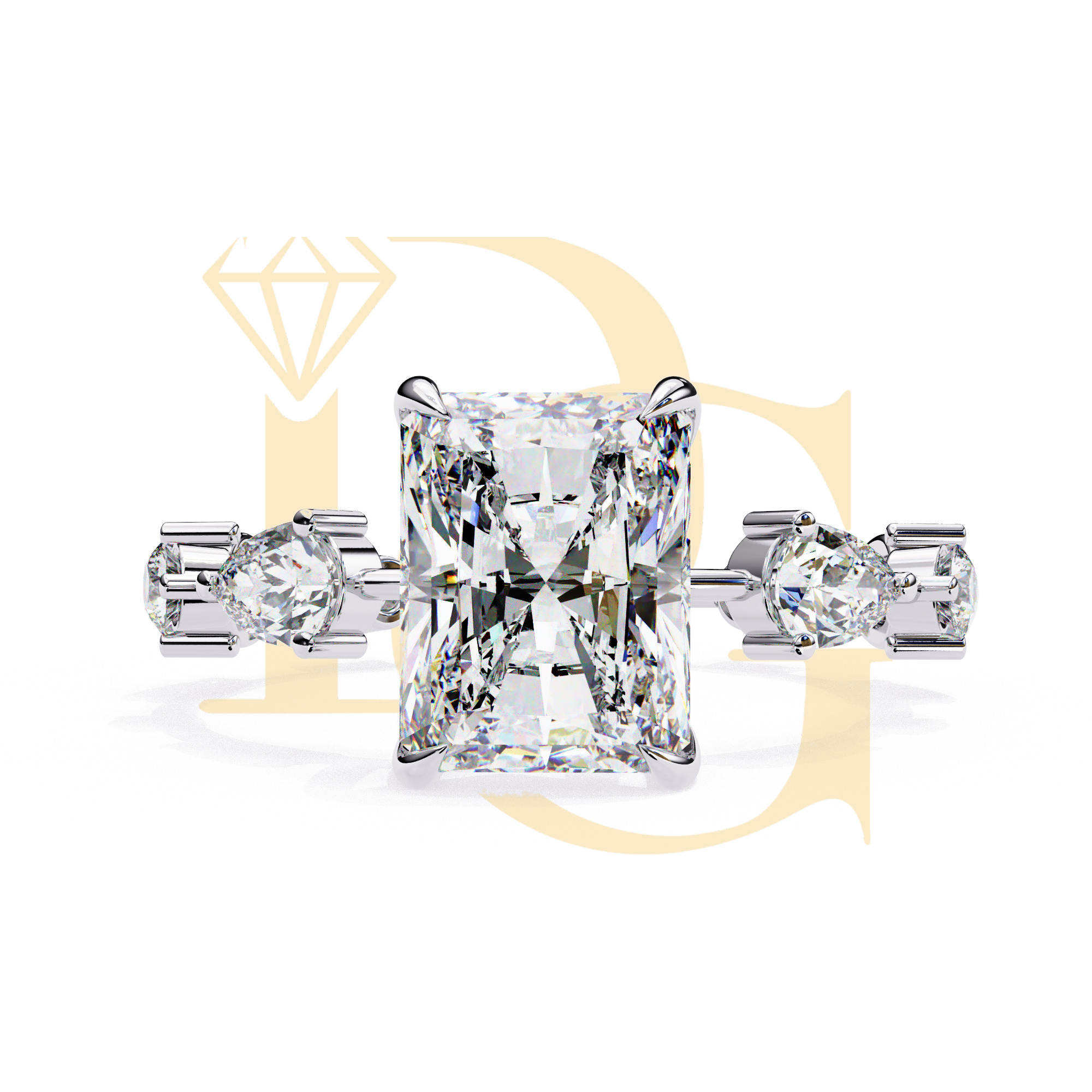 2.80 CT Radiant Linked Diamond Ring | LR-162
