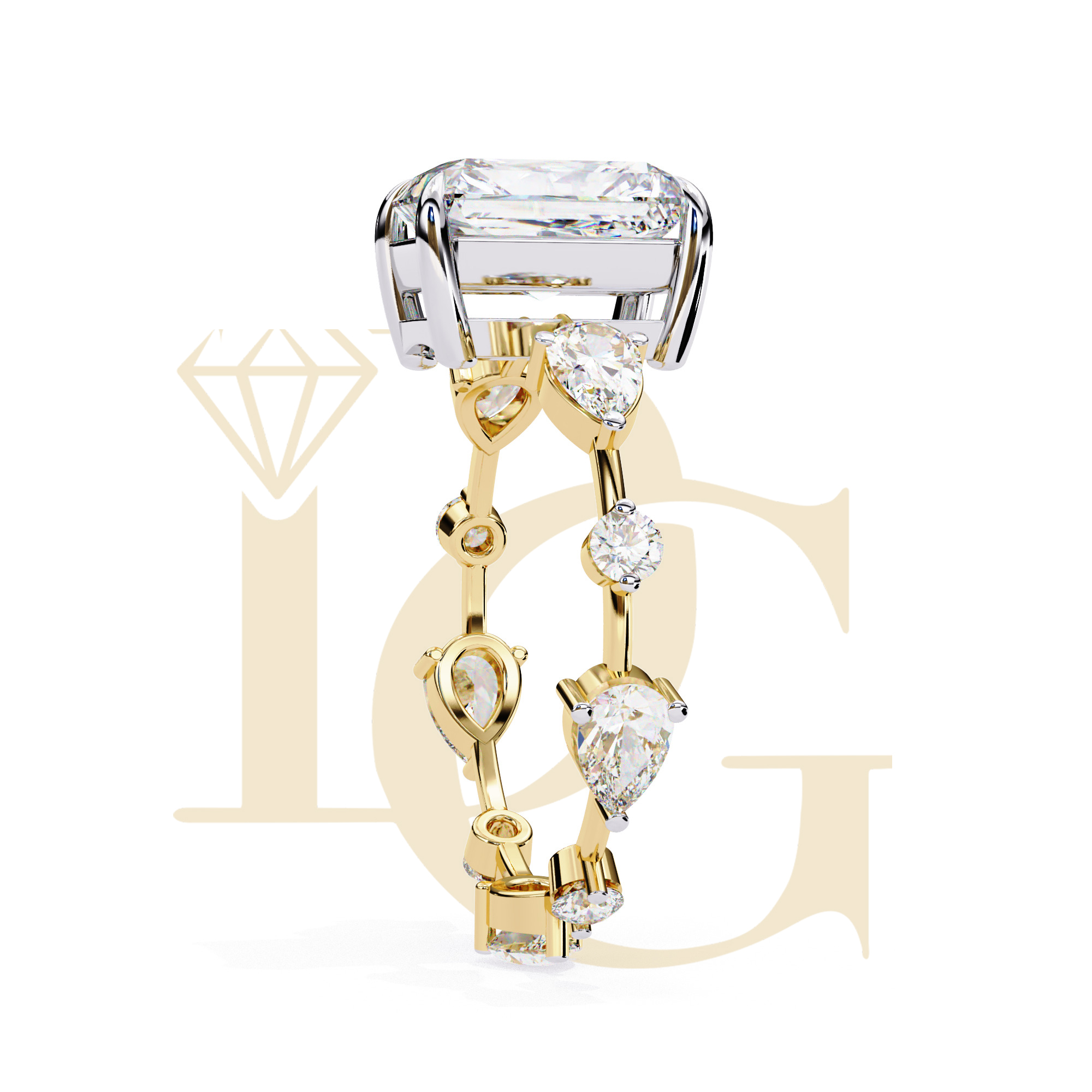 2.80 CT Radiant Linked Diamond Ring | LR-162