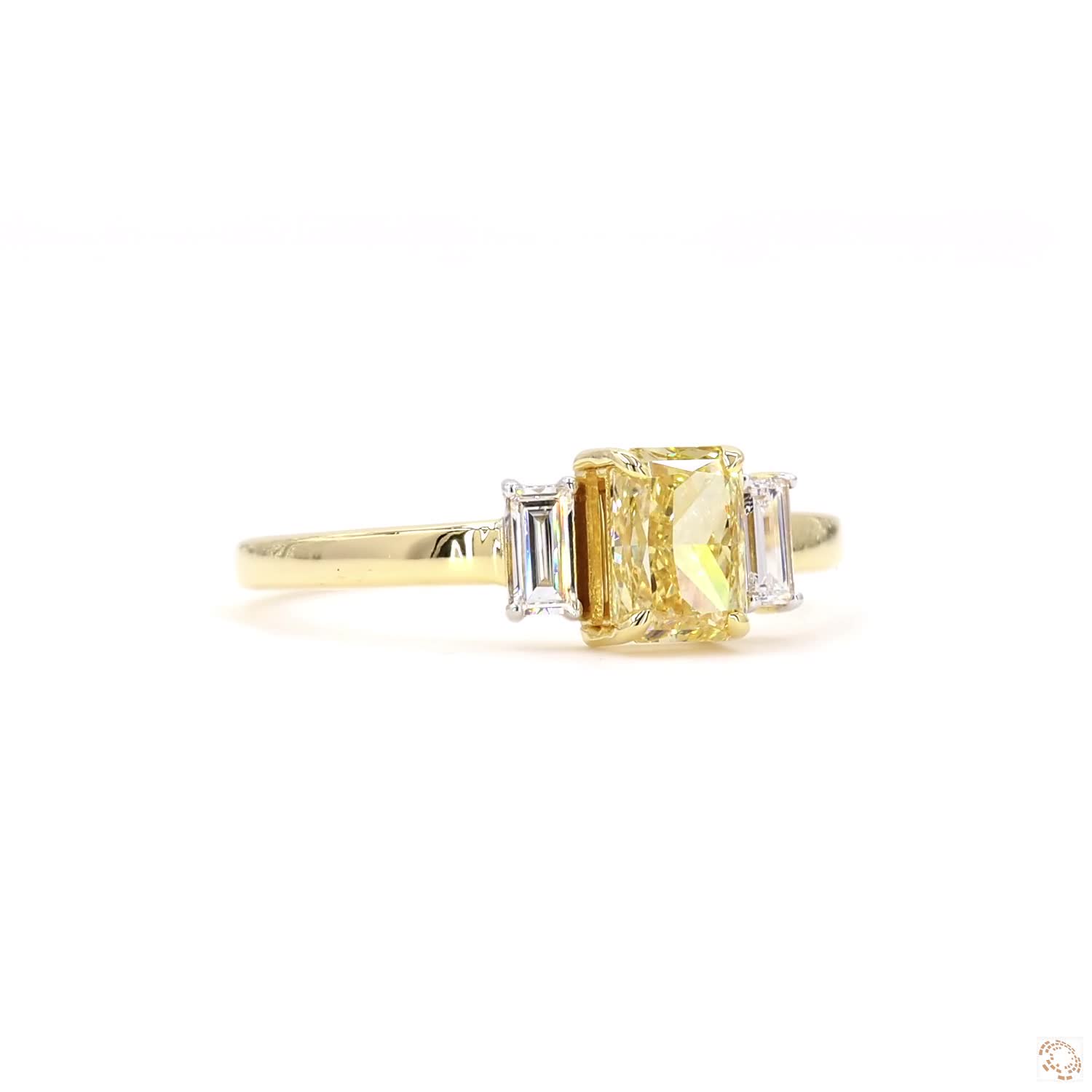 Yellow Diamond Three Stone Solitaire Ring | PD- 14