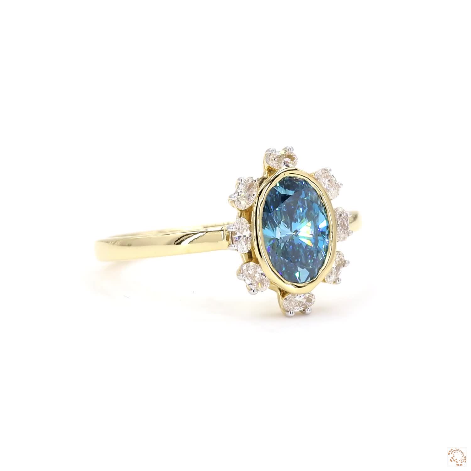 1 CT Blue Oval diamond Solitaire Ring | PD- 18