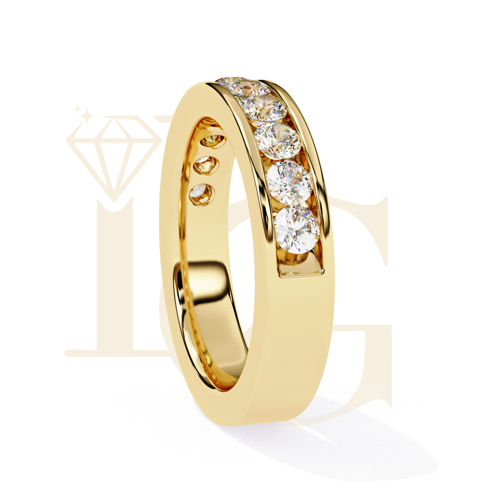 3 MM Half Round Diamond Wedding Band Ring | LR-257