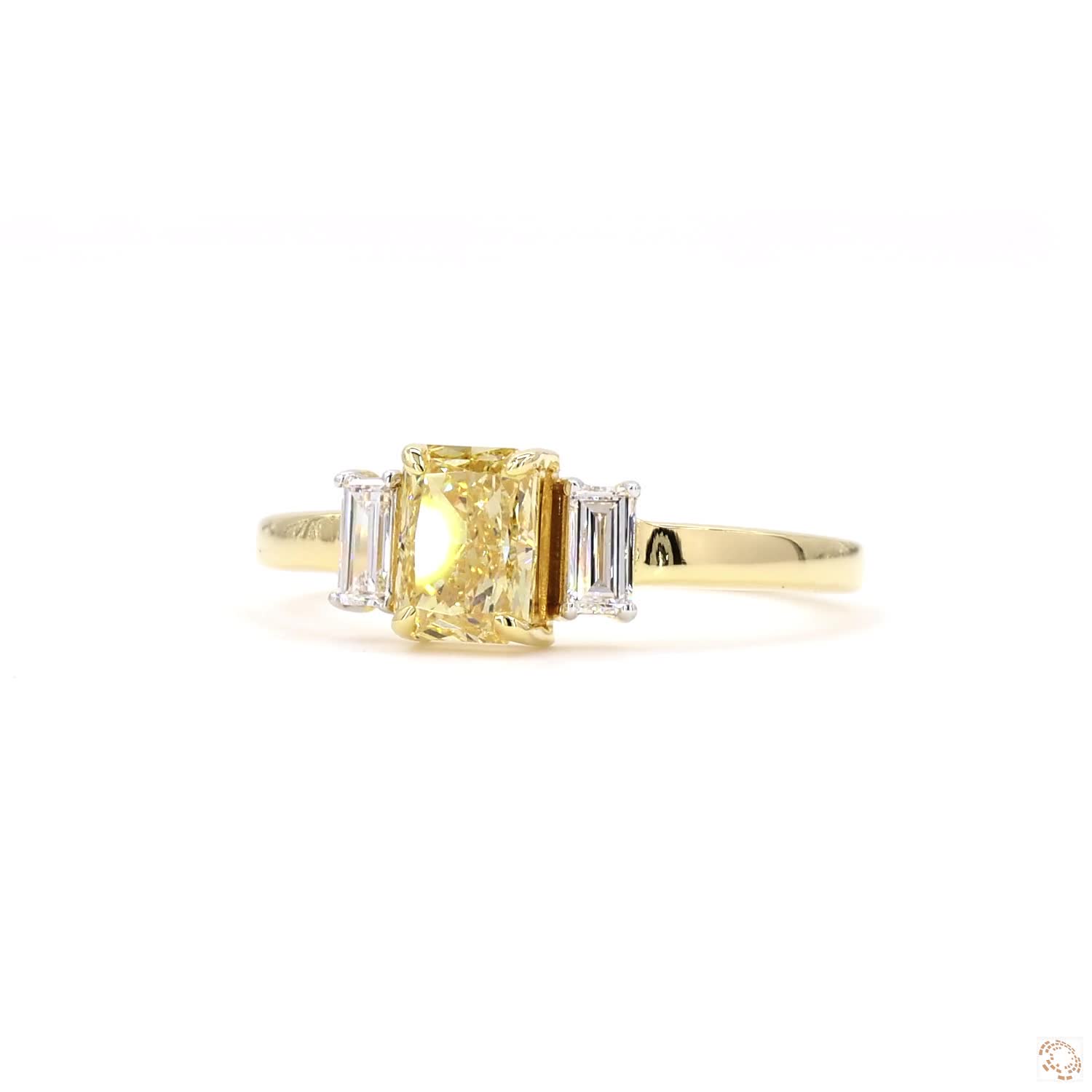 Yellow Diamond Three Stone Solitaire Ring | PD- 14