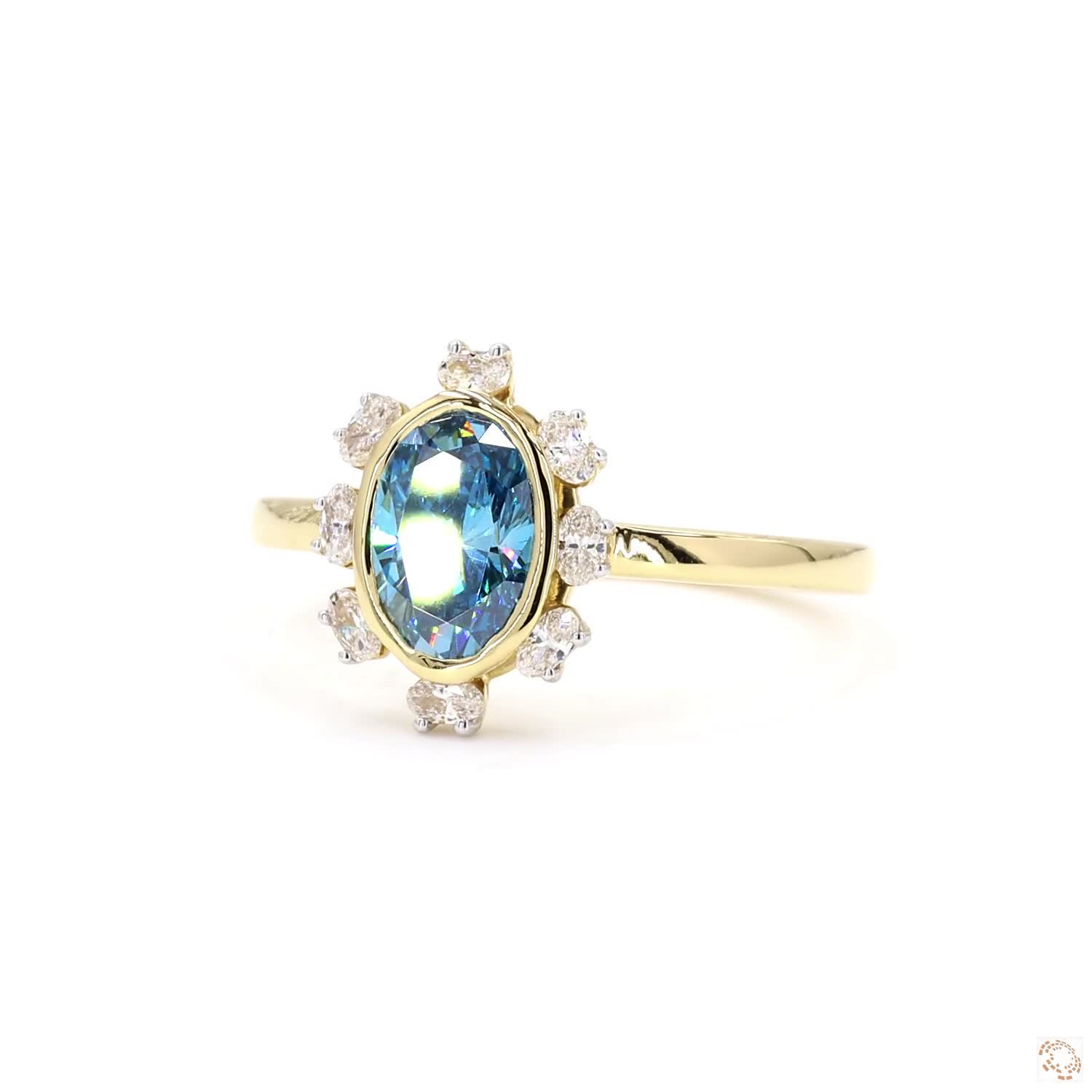 1 CT Blue Oval diamond Solitaire Ring | PD- 18