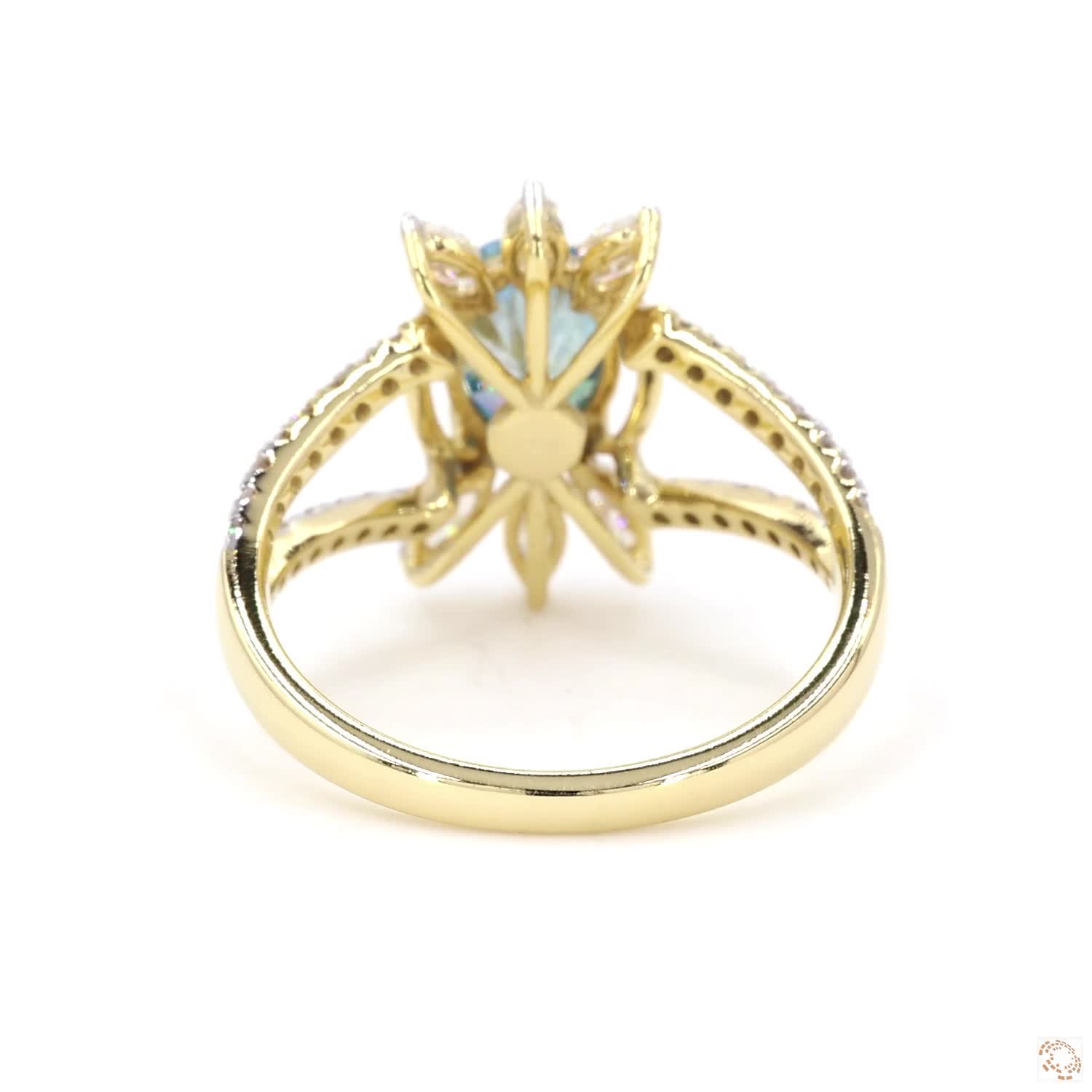 1 CT Blue Oval diamond Halo Ring | PD- 16