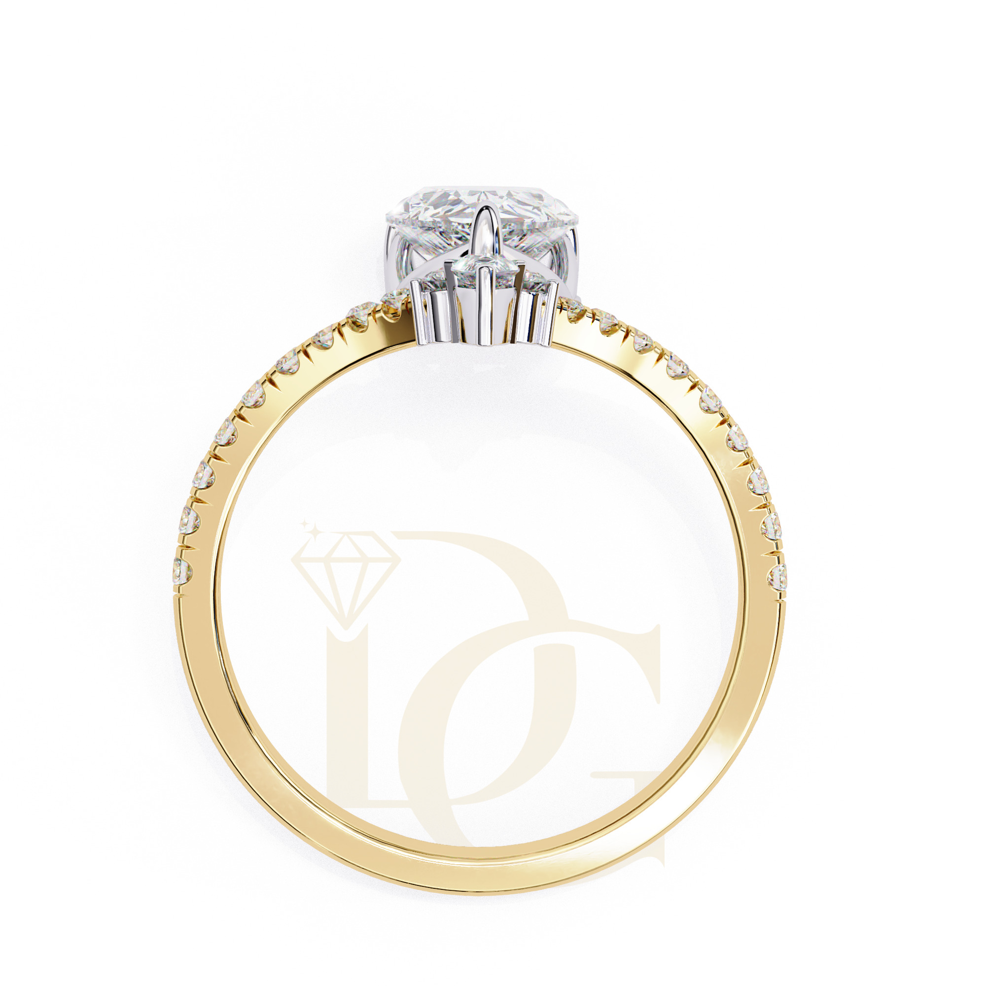 1.44 CT Pear diamond Halo Ring | LR-206