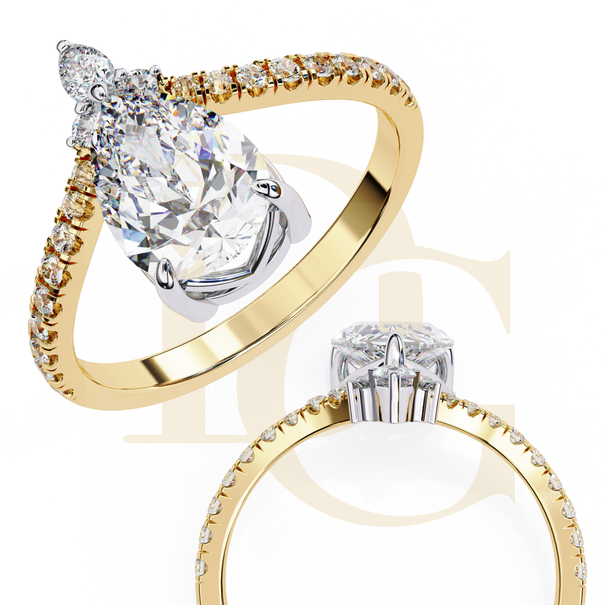 1.44 CT Pear diamond Halo Ring | LR-206