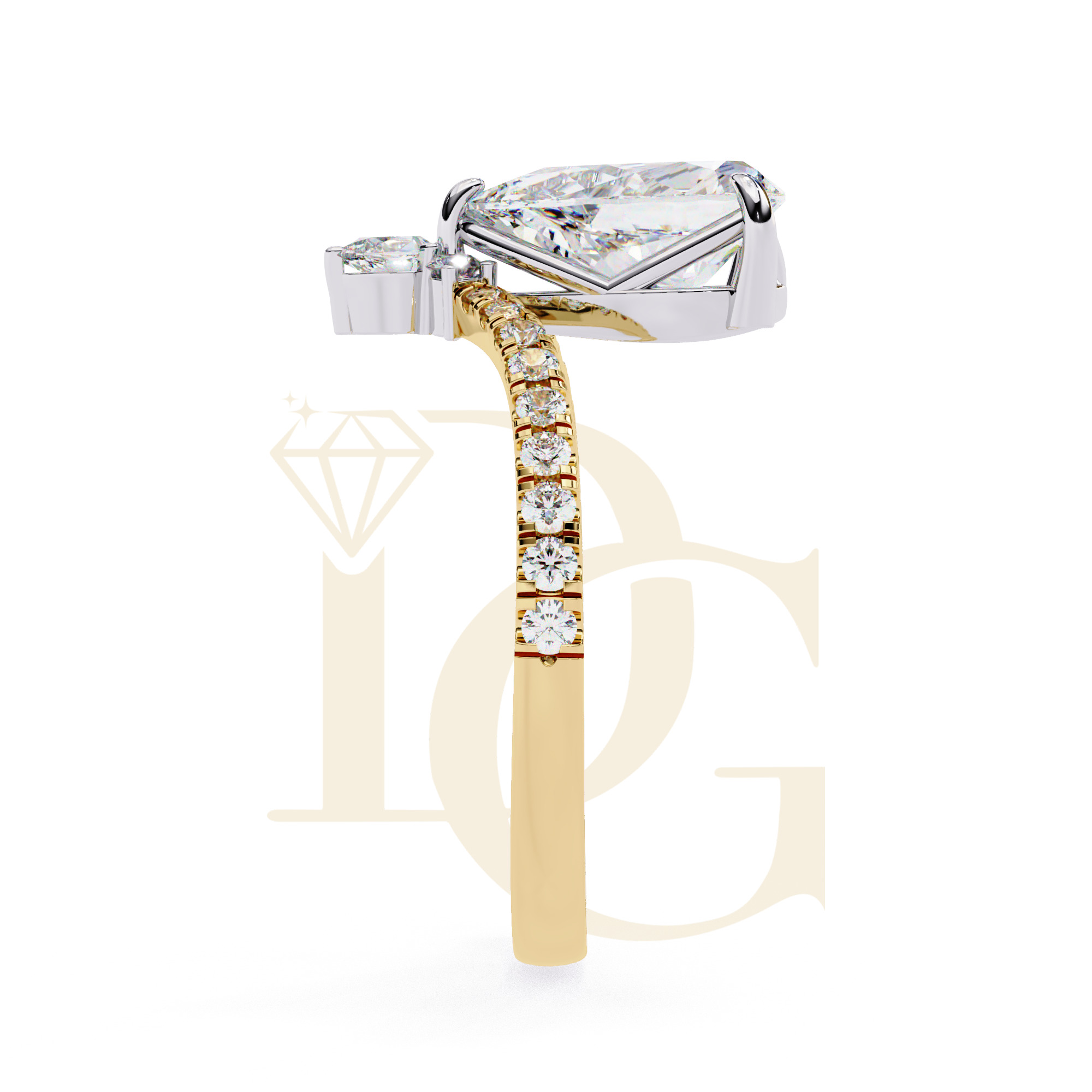 1.44 CT Pear diamond Halo Ring | LR-206