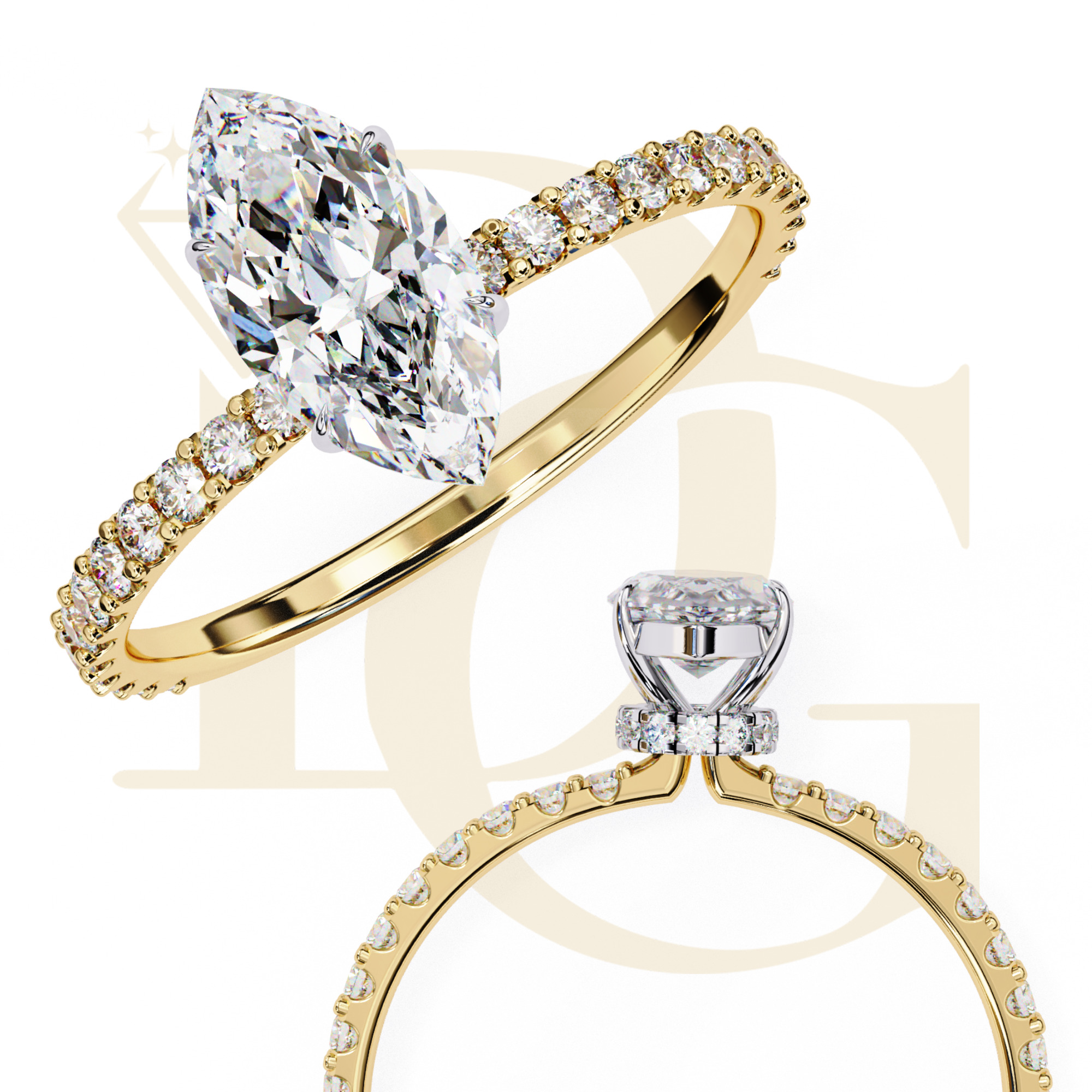 0.89 CT Marquis diamond Halo Ring | LR-103