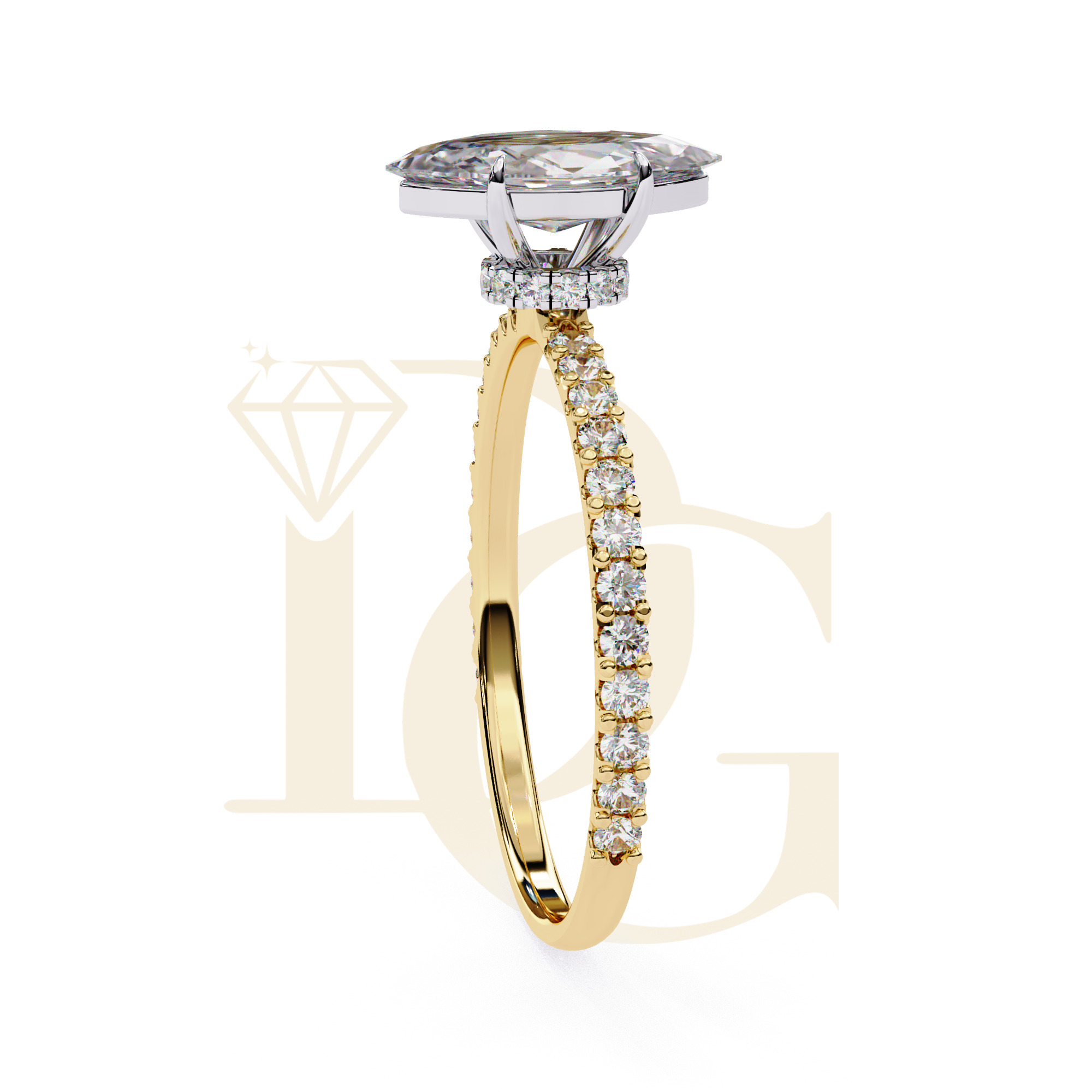 0.89 CT Marquis diamond Halo Ring | LR-103