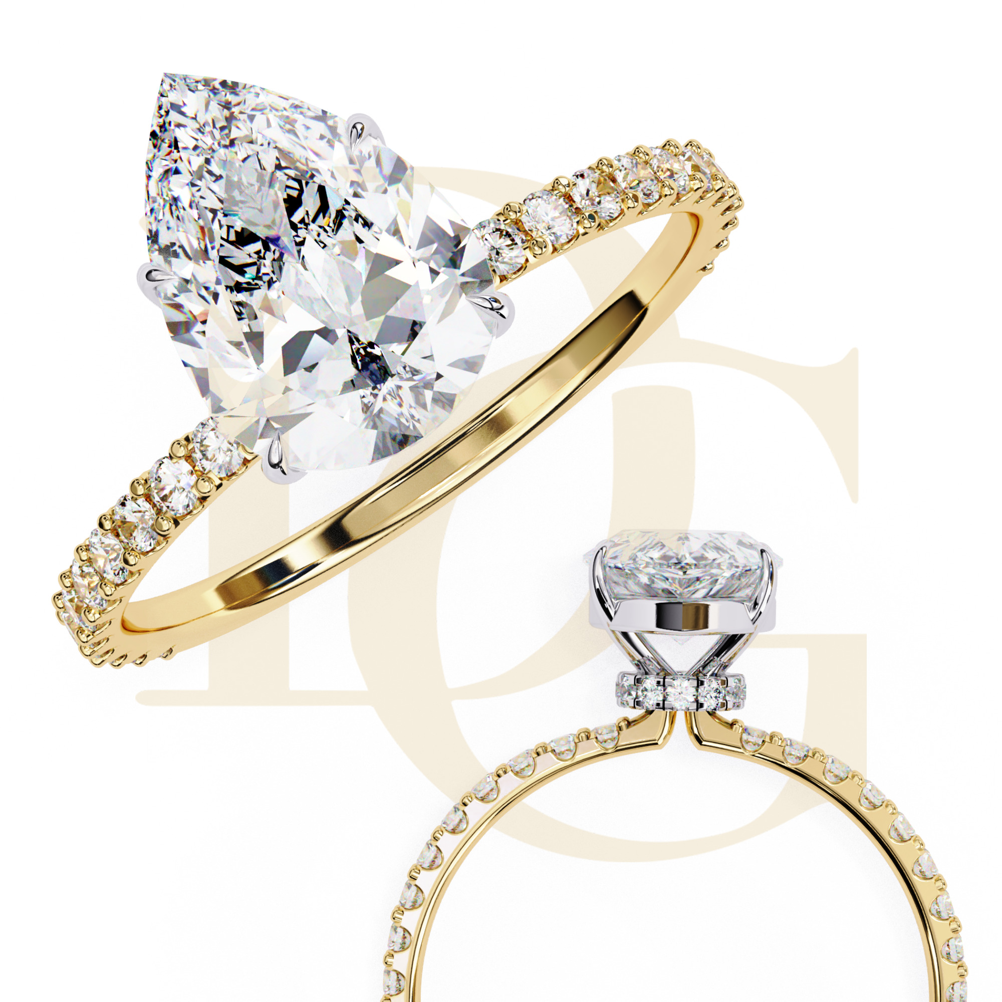 1.20 CT Pear Diamond Halo Ring | LR-105
