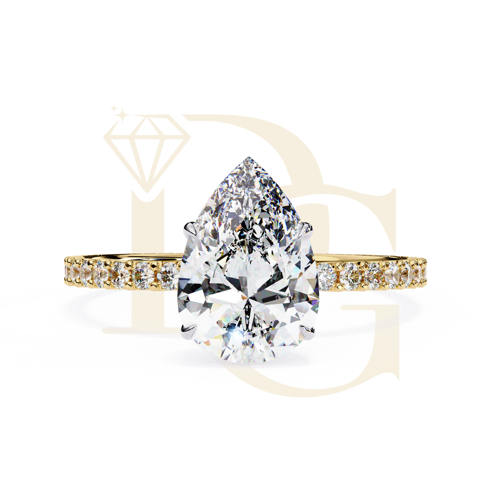 1.20 CT Pear Diamond Halo Ring | LR-105
