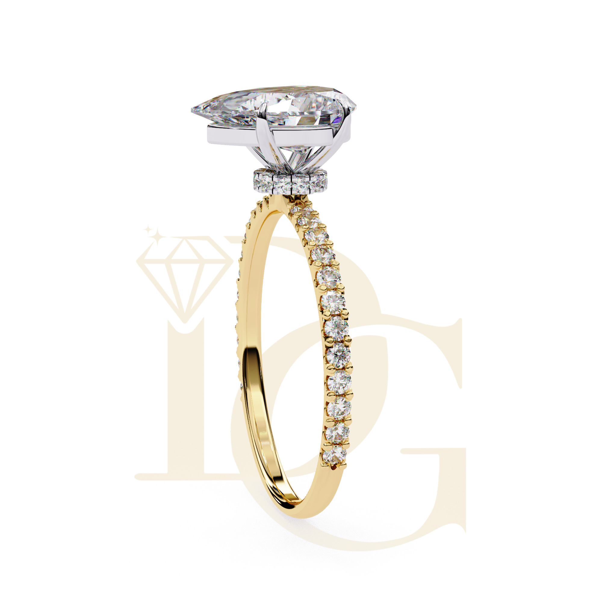 1.20 CT Pear Diamond Halo Ring | LR-105