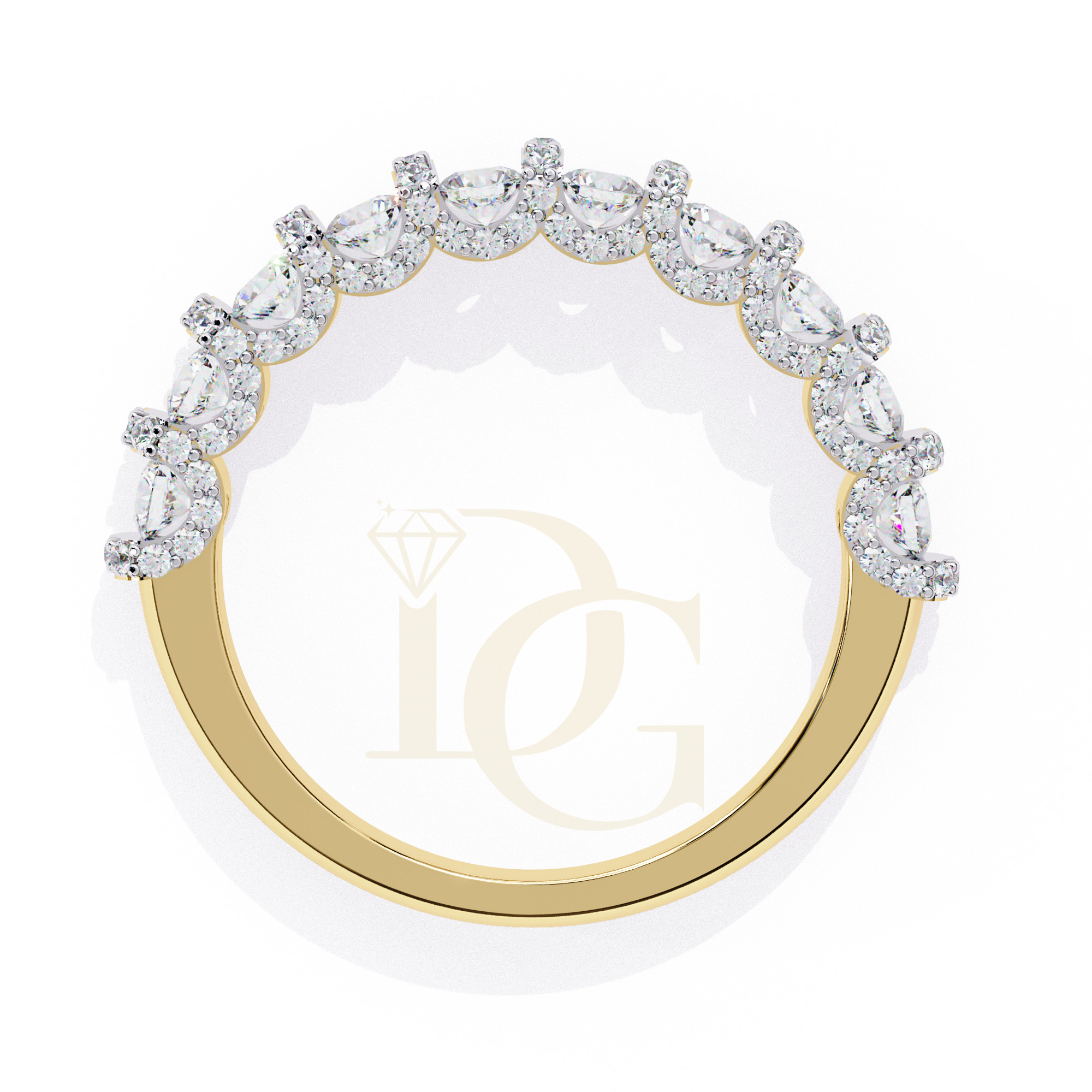 Half Round Brilliant Diamond Band Ring | LR-253