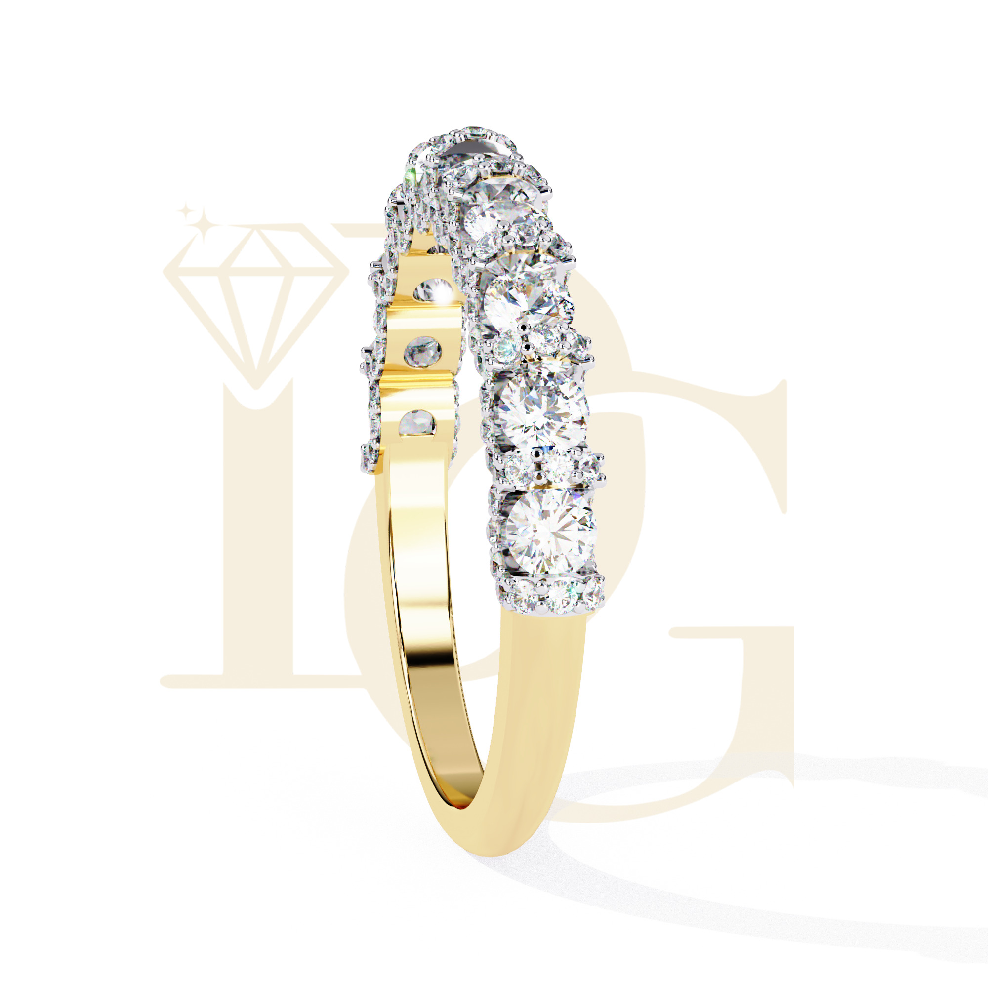 Half Round Brilliant Diamond Band Ring | LR-253