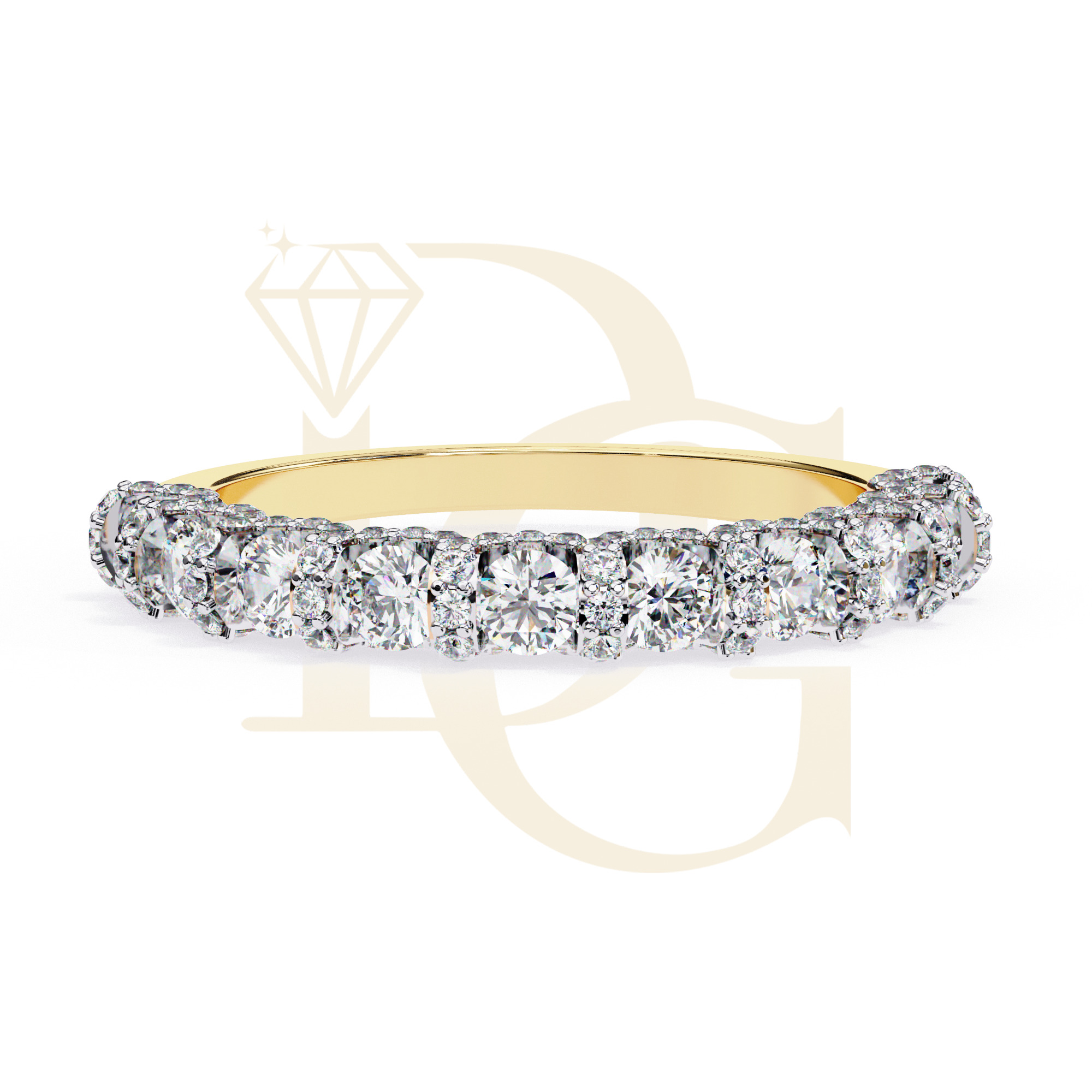 Half Round Brilliant Diamond Band Ring | LR-253