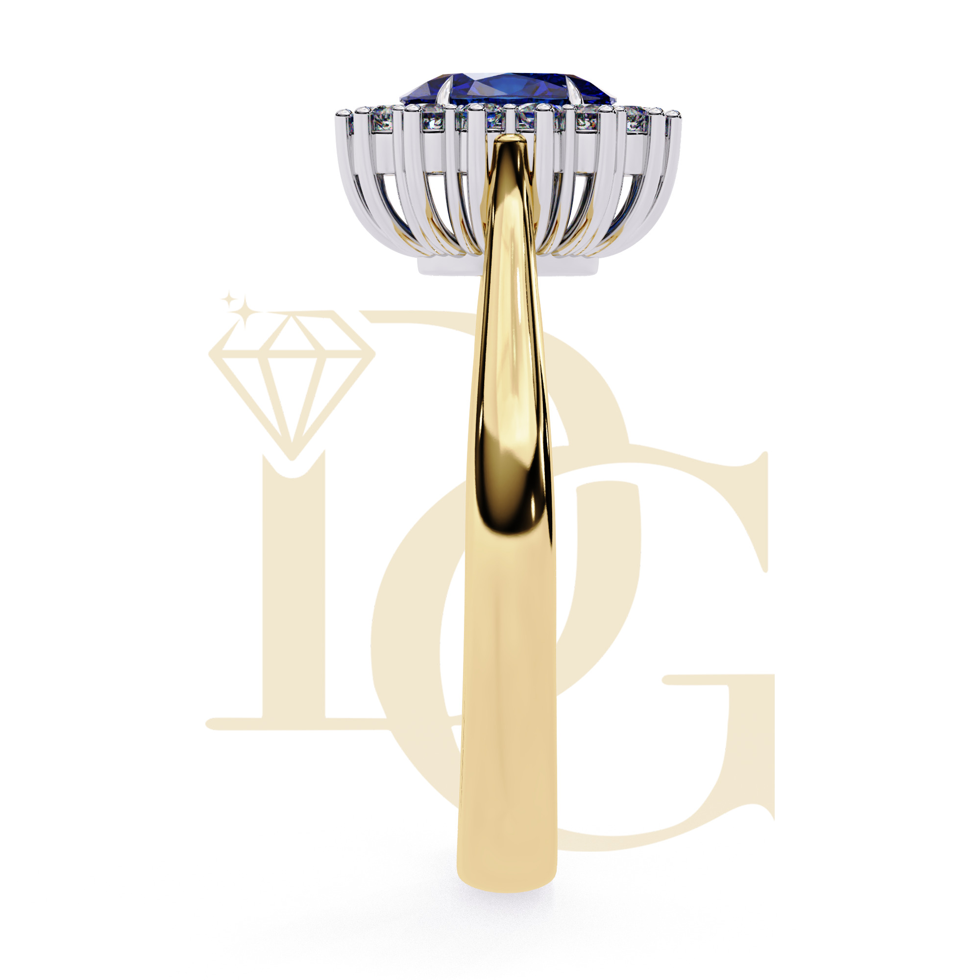 Blue Oval Diamond Ring | LR-274