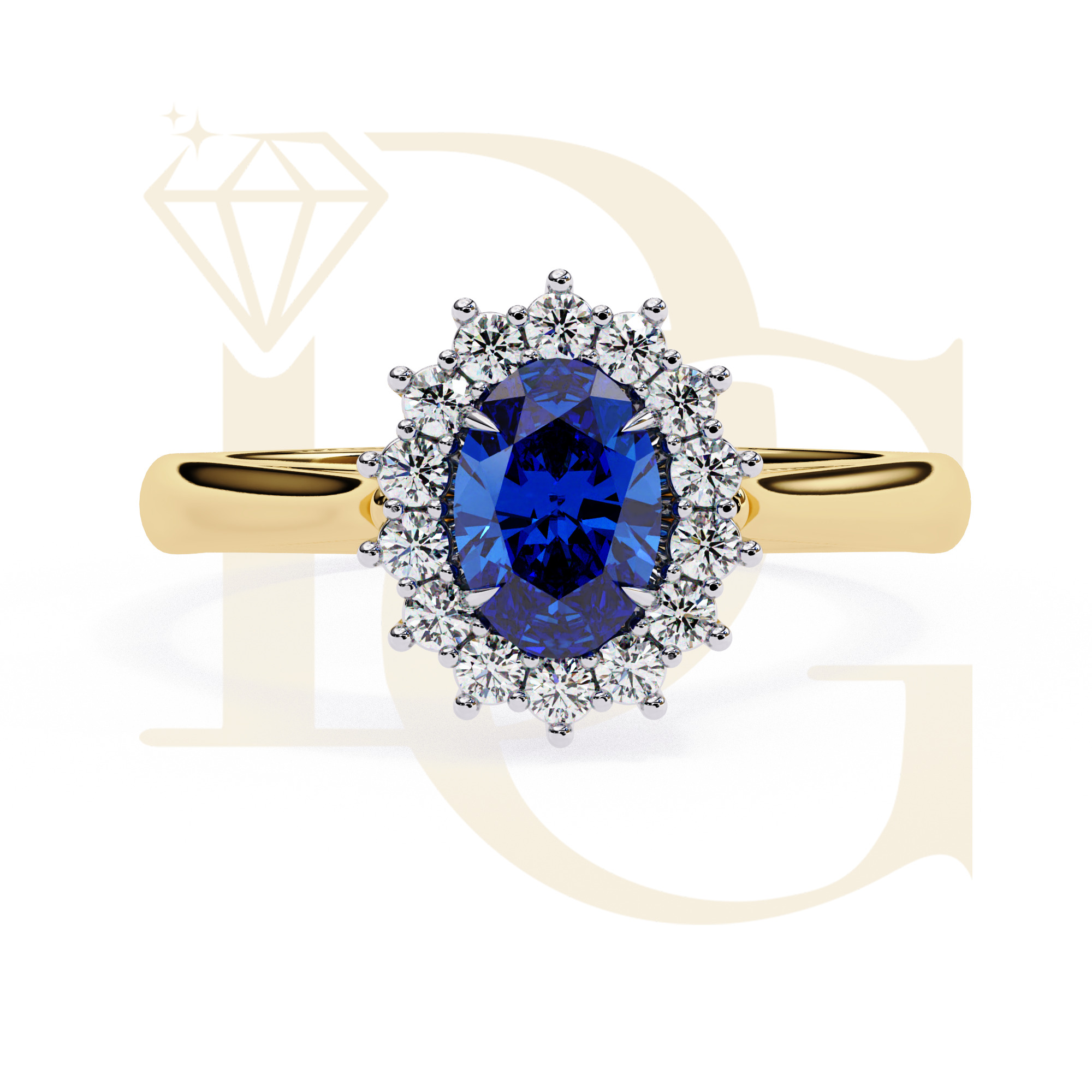 Blue Oval Diamond Ring | LR-274
