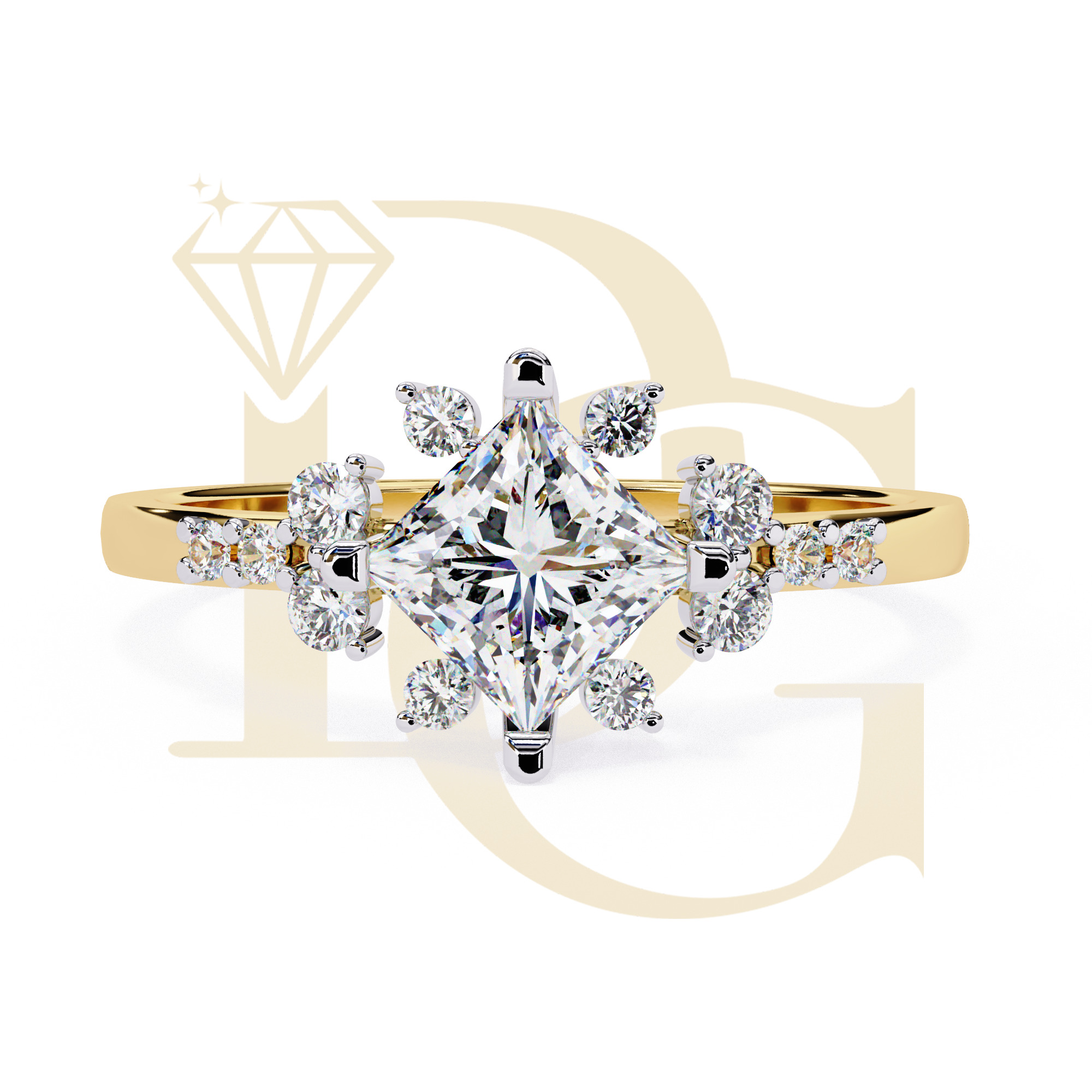 Princess Cut Diamond Halo Ring | LR-282