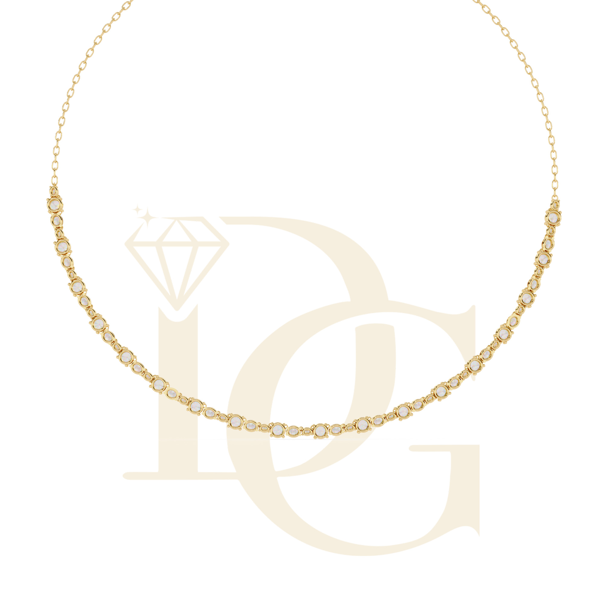 Half Round Diamond Linked Tennis Necklace | NC-07