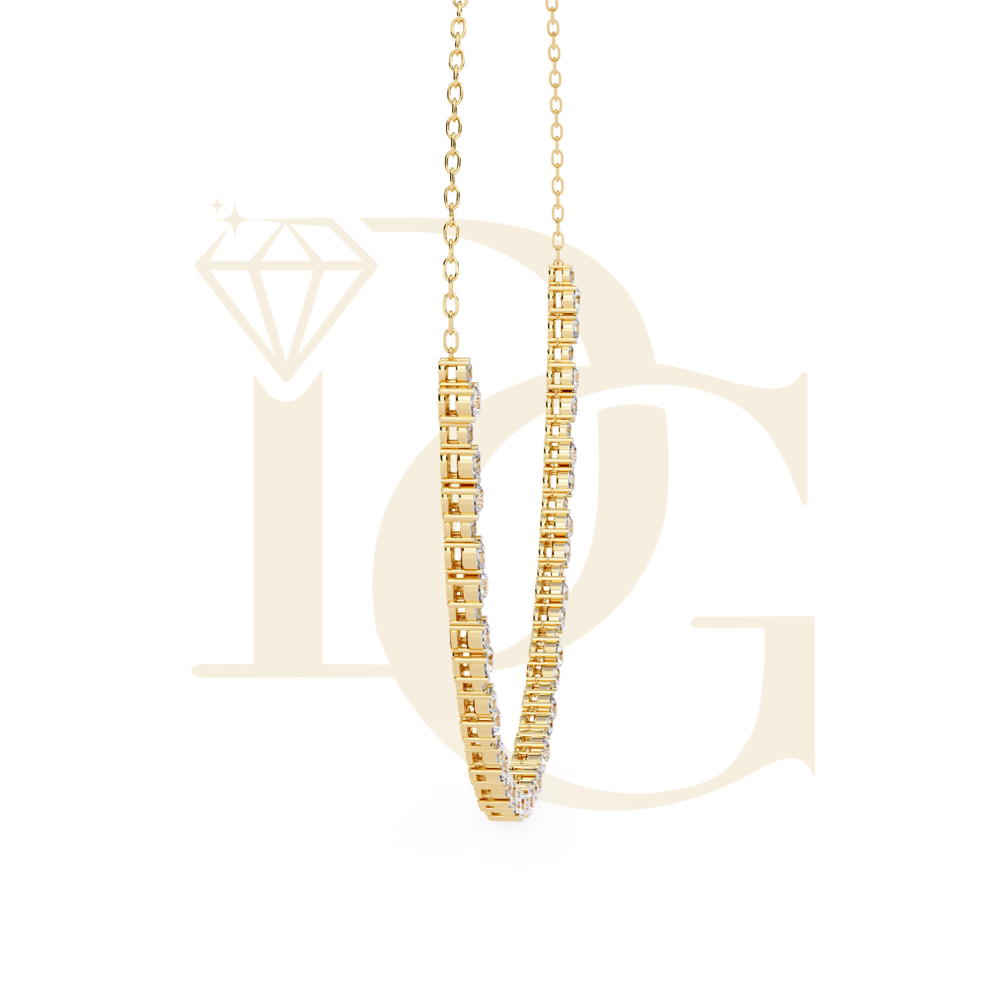 Oval Diamond Linked Tennis Necklace | NC-06