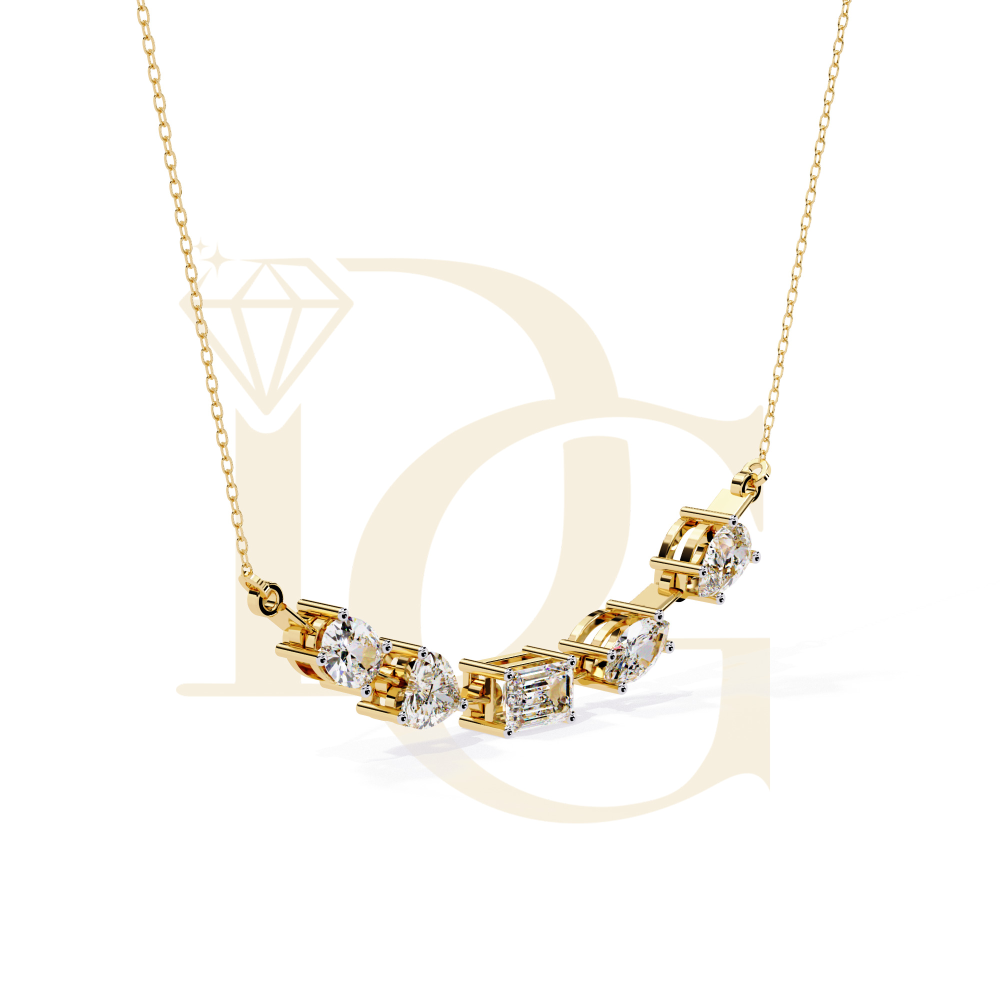 Mixed Shape Linked Tennis Necklace | NC-34