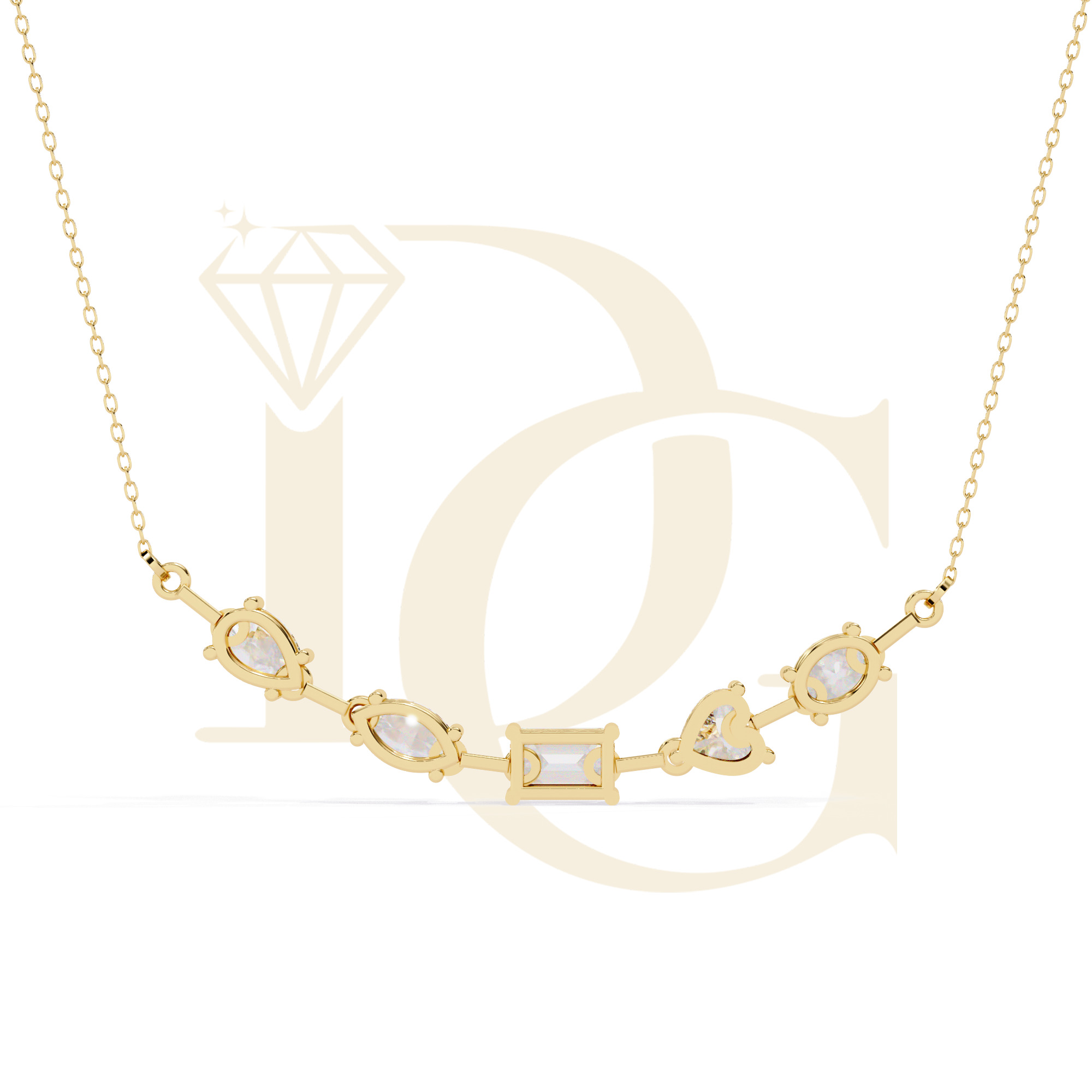 Mixed Shape Linked Tennis Necklace | NC-34