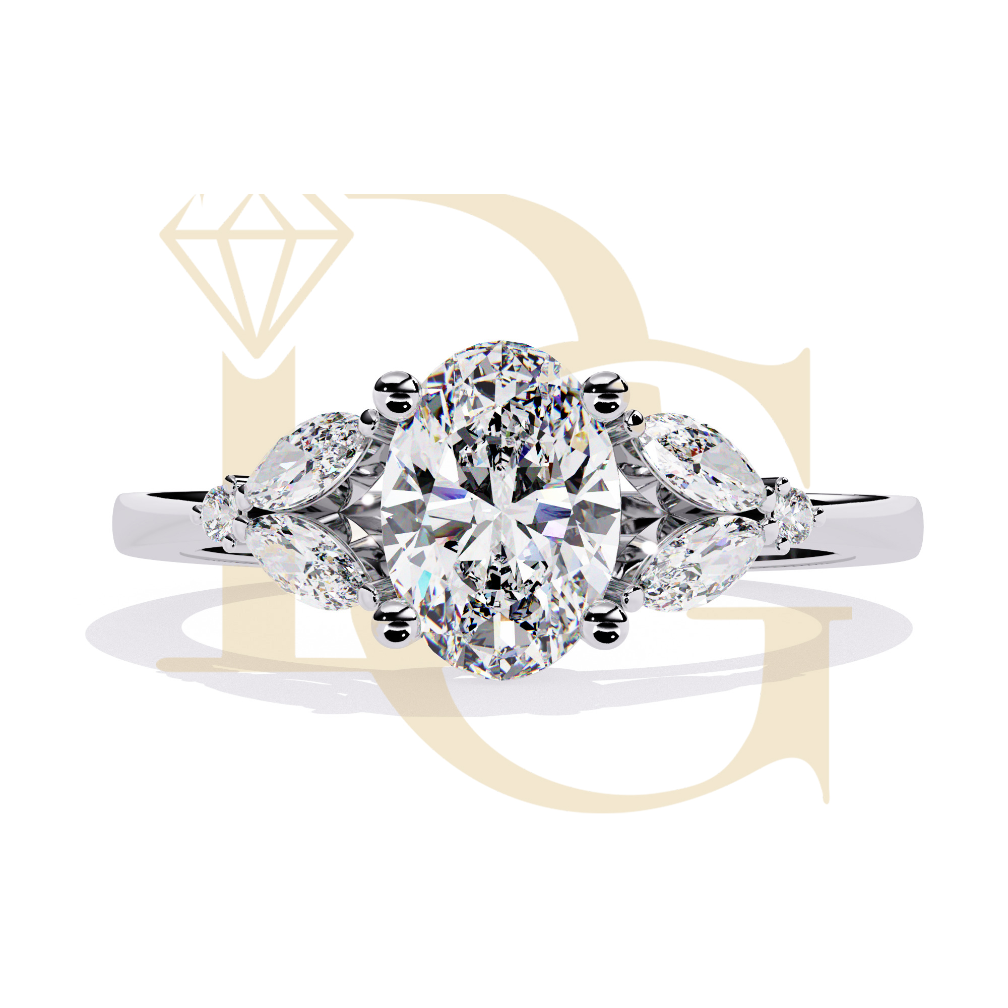 1.06 Oval Hidden Halo Ring | LR-08