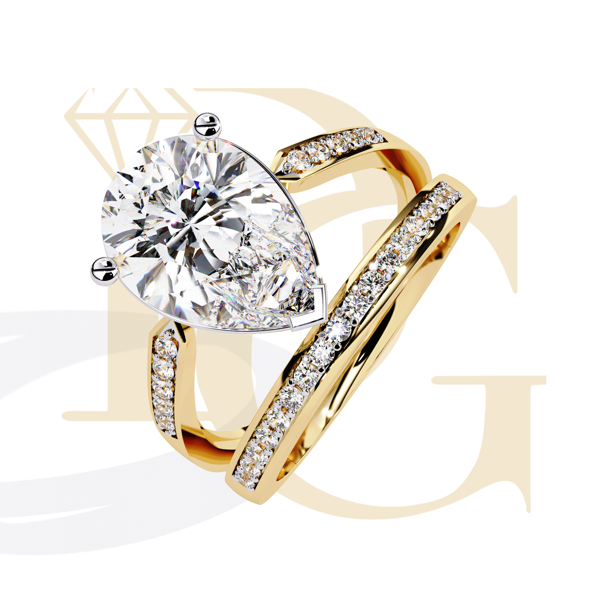 1.80 CT Pear Diamond Halo Ring | LR-17