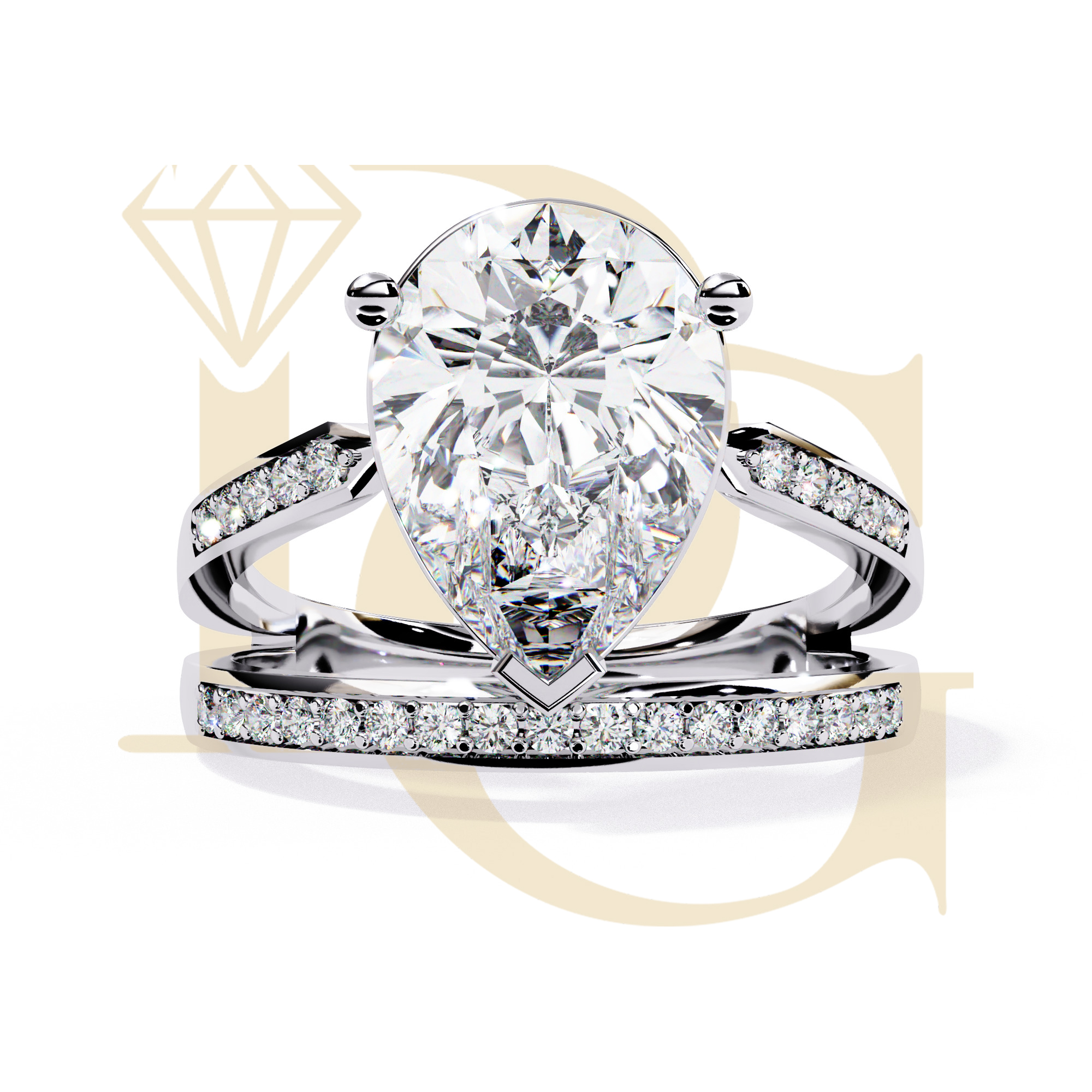 1.80 CT Pear Diamond Halo Ring | LR-17