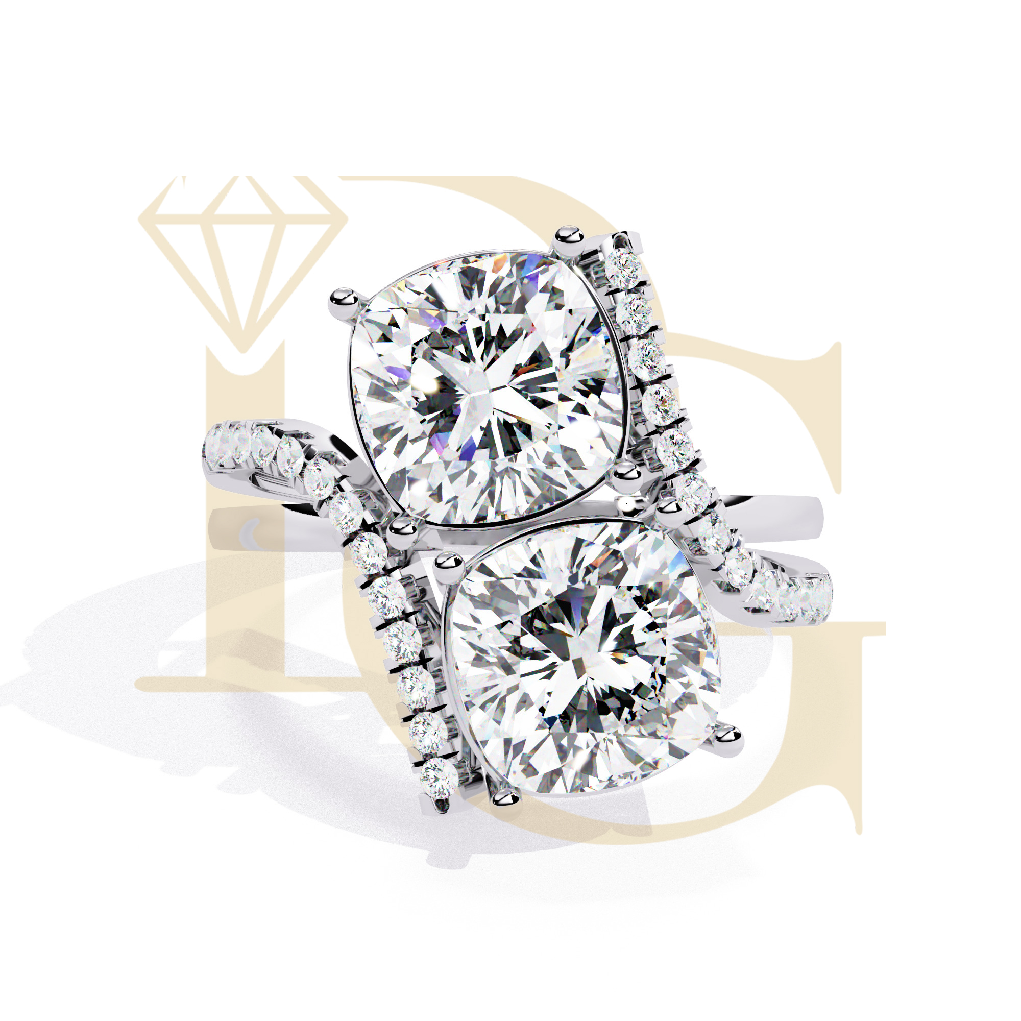 Two Cushion Diamond Ring | LR-28