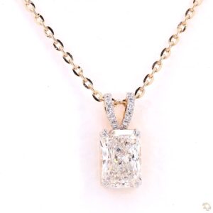 Radiant rectangular diamond pendant and sparkling bail (DP60239)